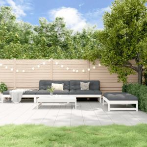 Prolenta Premium - Salon De Jardin 5 Pcs Avec Coussins Blanc Bois Massif - Neuf