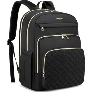 Womens Quilted Work Backpack Cartable Enseignant Sac À Dos Avec Port Usb, Infirmière Convertible Voyage Sac À Dos Portefeuille Pour Les Femmes, Noir[POU6263214] - Neuf