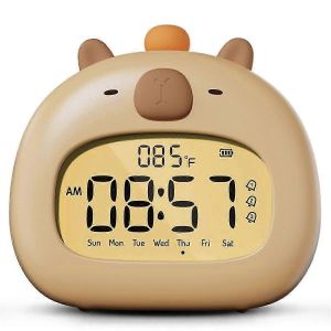 réveil Capybara compatible avec les enfants, prêt à se lever, entraîneur de sommeil pour enfants, jolie horloge Capybara avec veilleuse à intensité variable, A - Neuf