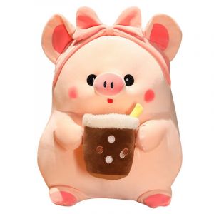 Adorable Cochon Boba En Peluche, Adorable Cochon Au Thé Au Lait, Poupée En Peluche De Dessin Animé Japonais, Oreiller Doux Pour Le Corps, Cadeaux De Noël Ou D'anniversaire - Neuf