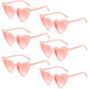 Kalanka-Lunette Coeur Vintage, 6 Pièces Lunettes De Soleil Coeur Rose, Lunettes De Soleil Vintage Love Heart Des Années 70, Uv400, Heart Lunettes Rétro, Lunettes De Fête Voyages Mariage, Unisex - Neuf