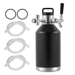 Syst&egrave;me de Robinet de Mini F&ucirc;t de Bi&egrave;re-Duoku-4 L-Acier Inoxydable-Pressuris&eacute; avec R&eacute;gulateur de CO2-Affichage de la Pression - Neuf