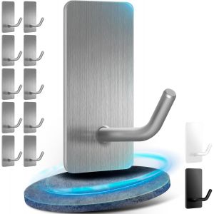 10 Pi&egrave;ces Crochet Adh&eacute;sif Mural,Porte Serviette Mural Peut Supporter Jusqu'&agrave; 10KG,Crochets Adhesifs Muraux Stable & Extra Adhesive,Accroche Serviette sans Percage Bon Choix pour les Chevaux - Neuf