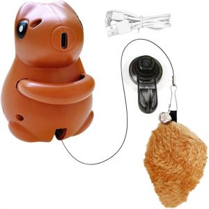 Jouet &eacute;cureuil pour chat, jouet interactif avec queue en peluche, mobile avec ventouse, accessoire pour animaux de compagnie pour les activit&eacute;s anti-ennui - Neuf