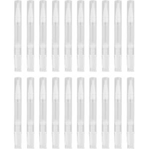 Kal-Lot De 20 Stylos À Vis Transparents -3 Ml -Stylo À Huile Pour Ongles Avec Pointe Pinceau -Stylo D'huile Cuticule Vide -Applicateurs Pour Gloss À Lèvres Rechargeable, Vernis À Ongles, Croissan - Neuf