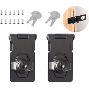 Loquet de sécurité en acier inoxydable pour porte, verrou de sécurité pour casiers, tiroirs, armoires, boîtes, casiers, noir, 2 pièces - Neuf
