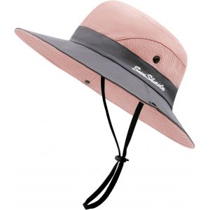 Kalanka-Chapeau Femme Soleil Outdoor Summer Chapeau Randonnée Protection Uv Chapeau De Brousse Queue De Cheval En Maille À Large Bord Pour La Randonnée - Neuf