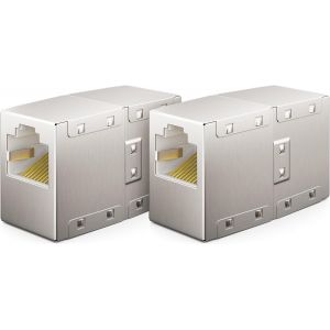 EUOP-2 Pièces Coupleur Rj45 (1000 Mbit) Gigabit Câble Lan Extension Câble Réseau Ethernet Adaptateur Connecteur Compatible Avec Cat8, Cat7, Cat6, Cat5 Câble Patch Lan Dsl Poe 2X Rj45 Femelle - Neuf