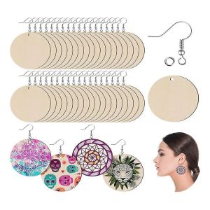 Lot De 400 Boucles D'oreilles Rondes En Bois Brut,À Faire Soi-Même,Pendentifs Créatifs Et Personnalisés - Neuf