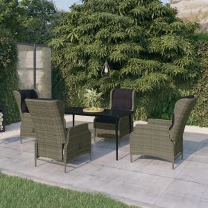 Prolenta Premium - Ensemble À Manger De Jardin 5 Pcs Marron - Neuf
