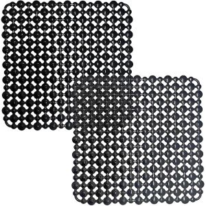 Eryi-Lot De 2 Tapis Evier Cuisine, 27 X 27 Cm, Tapis Evier À Faire Soi-Même Pour Evier De Cuisine, Tapis D'évier À Drainage Tapide Pour Vaisselle, Verrerie, Légumes. Noir - Neuf
