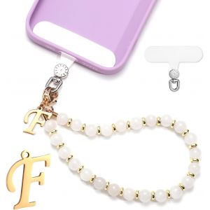 Kal-Jeu Bracelet De Téléphone Perles, Charme De Téléphone Initiales Dragonne De Téléphone Avec Patch Pour Lanière De Téléphone Mains Libres Bracelet De Téléphone Pour Femmes Filles - Neuf