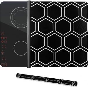 AYUHR-61 x 53 cm - Grand tapis de protection en silicone pour plaque à induction - Tapis de protection multifonction antidérapant - Noir - Pour cuisinière à induction - Neuf