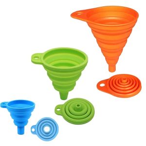 Lot De 3 Entonnoirs Pliable En Silicone (Petits, Moyens Et Grands), Des Entonnoirs-Pliable Pour La Cuisine, Des Entonnoirs Portable - Neuf