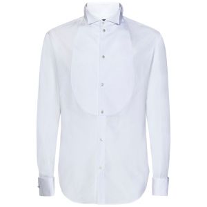 Chemise Tuxedo En Coton Blanc Armani Pour Homme - Neuf