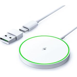 Magnetic Induction Charger For Iphone, 15w Fast Charger Compatible For Apple Magsafe, White Wireless Charger For Iphone, Charging Station For Apple And Airpods, Wireless Charger - Neuf