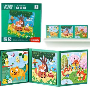 ERYI-Jeu Magnétique Puzzle - Jeux De Voyage Enfants À Partir De 3 4 5 Ans - Pour Occuper Les Enfants En Avion/Voiture (Niveau 1 | Animaux, 1Pcs) - Neuf