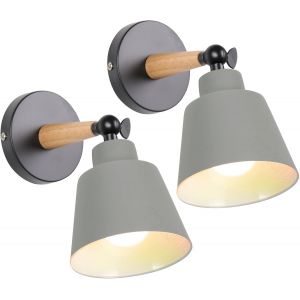 TIANYI-2 Packs Appliques Murales Vintages Industrielles Plafonniers Luminaires E27 en Métal Réglable Lampe Murale Interieur Rétro pour Chambre Cuisine Restaurant (pas d'interrupteur, Gris) - Neuf