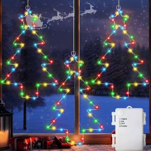 KAL-Etoile Lumineuse Noël 3 Pièces Lumière De Fenêtre De Noël À Piles Avec Minuterie, 45 Led Guirlandes Lumineuses Fenêtre Étanche Sapin De Noel Etoile Pour Intérieure Extérieur Decoration - Neuf