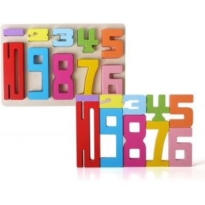 Blocs de Construction Numérotés en Bois,Blocs de Chiffres,Blocs de Construction en Bois avec Les Chiffres 1-10,Jouet D'eveil en Boi pour Enfants de Plus de 3 Ans Enfants - Neuf