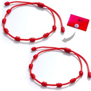 Kal-Lot De 2 Bracelets 7 Noeuds Rouges Originaux Contre Le Mauvais ?Il Et Protection Faits &Agrave; La Main, Amulette En Fil Pour Homme, Femme, Couple Et Amiti&eacute;, Accessoire Porte-Bonheur Kabbale, 7 Chakras - Neuf