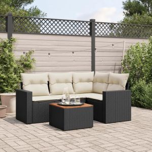 Prolenta Premium - Salon De Jardin 5 Pcs Avec Coussins Noir R&eacute;sine Tress&eacute;e - Neuf