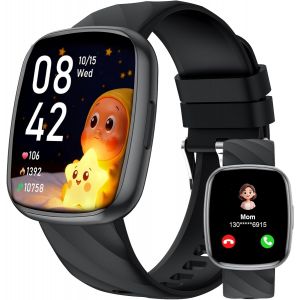 JGD-Montre Connect&eacute;e Enfant avec 100+ Modes Sport R&eacute;veil Pedometer Moniteur Sommei Jeux &eacute;tanche IP68 Montre Enfant pour Gar&ccedil;on Fille Les 4-13 Ans 1.75" Fitness Tracker Smart Watch Noir - Neuf