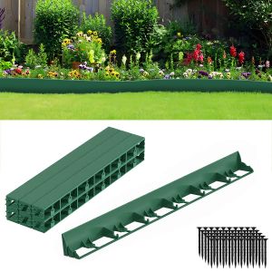 Bordure De Pelouse En Plastique Bordure De Jardin D&eacute;corative De Jardin 60m Avec 250 Piquets D'ancrage Vert - Neuf