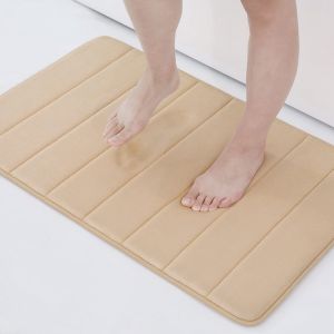 Homaxy Tapis De Bain Absorbant Tapis De Salle De Bain Antidérapant Mousse À Mémoire De Forme Douce Tapis De Sol De Cuisine Tapis De Salle De Bain En Velours Tapis De Pied De - Type Beige-43cmx119cm - Neuf