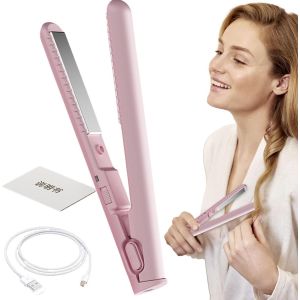 Kal-Min-I À Double Usage En Fer À Recrues, Lisser Les Lisseurs Et Bouclets, Lisser Les Lisseurs De Cheveux Sans Fil Les Lisseurs Portables Cair Curler Pour Les Types De Cheveux Courts Et To-Us Les Ch - Neuf
