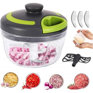 Chenquansarl-Hachoir Manuel, 400ml Coupe Oignon Manuel,Mixeur Manuel Avec 6 Lames Inox, Eminceur Oignon Avec Mixeur Et Moule À Boulette, Hachoir Oignon Manuel,Hachoir Oignon Pour Légumes, Viande - Neuf
