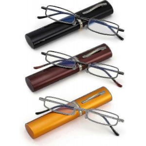 Paquet De 3 Lunettes De Lecture De Poche Minces Pour Hommes Femmes Bleu Voyant La Lumière Bleue Lecteurs Compacts Charnière À Ressort Moi - Neuf