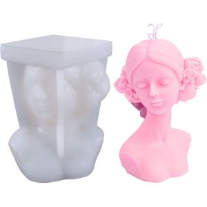 Silicone Moule À Bougie, 3d Femme Avec Les Yeux Fermés En Silicone - Moule En Silicone - Moule À Bougie - Bricolage Bougie De Moule Pour La Fabrication De Bougies Parfumées (A) - Neuf