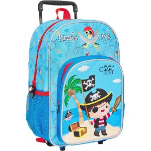 Sac A Dos Enfant Avec Roues Imprimé Pirate-Sac À Dos Bleu Avec Chariot Détachable Et Roulettes Léger Pour Garçon-Petite Cartable Portable Résistant Pour Voyage-Cm 36x25x15 (Pirate) - Neuf