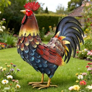 Mevronisshop-Statue De Jardin En Forme De Coq En M&eacute;tal, Sculpture D'ext&eacute;rieur - Neuf