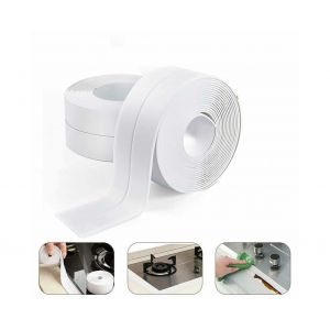 Bande d'&eacute;tanch&eacute;it&eacute; en PVC blanc de 3,2 m pour bord de baignoire, douche, lavabo et vasque - Neuf