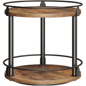 Cmwx-&Eacute;tag&egrave;re &Agrave; &Eacute;pices, Organisateur Pivotant, Plateau Rond &Agrave; 2 Niveaux, Plateau &Agrave; &Eacute;pices Rotatif, Pour Comptoir De Cuisine, Table &Agrave; Manger, Coiffeuse, Bureau, Marron Rustique Et Noir Xsr22br - Neuf