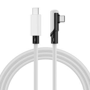 JGD-C&acirc;ble VR Link USB-C vers USB-C pour Meta Quest 3S / 3/2 / Pro, Pico 4 Ultra / 4 et PC/Steam VR C&acirc;ble Type-C 90 Degr&eacute;s pour Casque VR Gaming - C&acirc;ble Charge de 3m - Blanc - Neuf