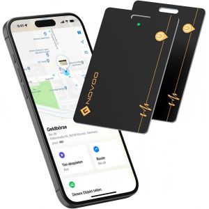 VornixorSarlshop-Lot de 2 cartes de suivi de portefeuille fins rechargeables avec Apple Find My (iOS uniquement) Smart Bluetooth IP68 &eacute;tanche SmartTag Card compatible avec portefeuille, bagages - Neuf