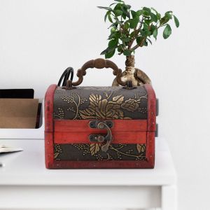 Boite de rangement de bijoux en bois style europeen vintage avec fleurs, support pour decoration de la maison (#2) - Neuf