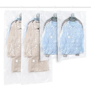 Lot de 4 sacs de Rangement sous Vide Suspendre pour vêtements,Transparents et s Housse sous vide pour vetement,pour costumes,costumes,robes,manteaux ou vestes - Neuf