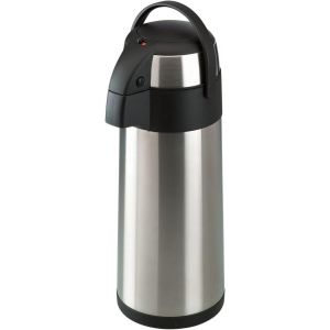 Jexnovashop-Bouteille Isotherme &Agrave; Pompe En Acier Inoxydable, Pichet &Agrave; Pompe Double Paroi Avec Poign&eacute;e, Capacit&eacute; D&iquest;Env. 5l, Env. &Oslash; 17 X 43,5 Cm, Argent&eacute;/Noir - Neuf