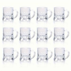 12pcs Mini Chope À Bière Et Ensemble De Verre À Liqueur - Chopes Transparentes De Qualité Supérieure Avec Poignées Pour Les Shots,Les Bières Et La Dégustation De Whisky - Parfait Pour Les Barbecues D - Neuf