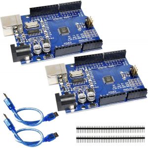 2 Pack Motherboard Motherboard with USB Cable,Platinum,R3-Microcontroller Compatible with Arduino Development Environment,R3 Encoder Module - Neuf