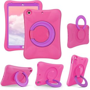 LORANKA-NLR Enfants &Eacute;tui pour iPad | Support Stable multidirectionnel | Compatible avec l&iquest;iPad 10,2 Pouces 2021/2020/2019 (9e/8e/7e g&eacute;n&eacute;ration) (Rose+Pourpre) - Neuf