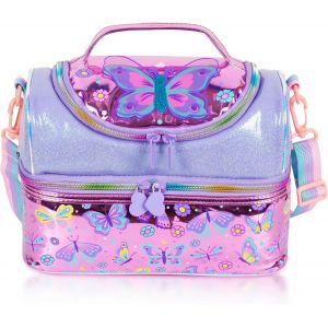 Sac à déjeuner pour enfant - Sac isotherme avec deux compartiments et amovible et réglable - Pour fille et garçon (papillon violet).[G910] - Neuf