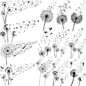 13 Feuilles Beau Pissenlit Tatouages Ephemere Femme Dame Cou Oiseaux Volants Réalistes Fée Petit Papillon Faux Tatouage Temporaires Fleurs Filles Enfants Temp Tatouages Autocollants Peau Noir - Neuf