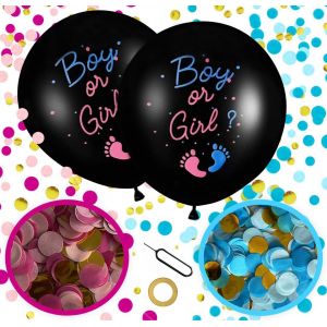 2 X Xxl Gender Reveal Balloon 90 Cm | Boy Or Girl Balloon 36 Inches With Blue Pink Confetti Filling | Announce Baby Gender | Gender Reveal Party | Baby Party Decoration - Neuf