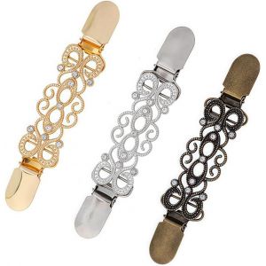 Kjdal-Pince À Cardigan,3 Pièces Clips Pull Vintage,Cinch Clip,Clips De Cardigan,Clips À Châle,Sweater Shawl Clip,Pince À Châle Rétro,Pinces À Pull En Métal Pour Femmes Filles - Neuf