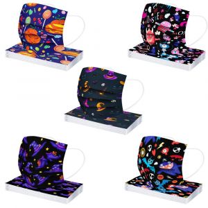 Jetables 3-ply Halloween masque pour les enfants avec le fantôme de citrouille, de motifs, de 50 de vacances masques pour les filles et les garçons avec le nez de fil (combinaison) - Neuf